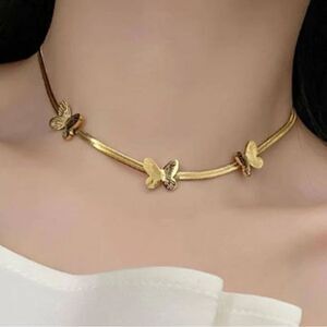 Gold butterfly necklace S201